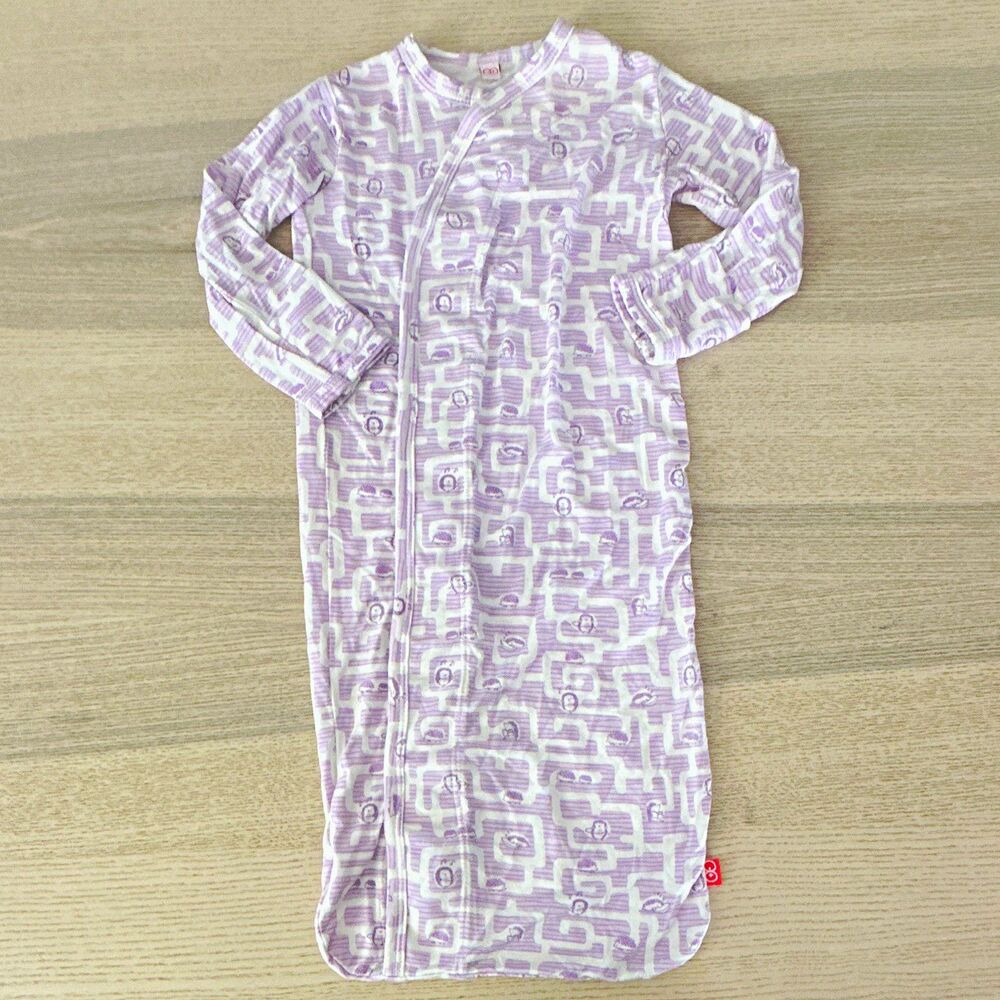 Magnetic Me NB-3 Months Sleep Gown Long Sleeve Magnetic Purple baby hedgehog